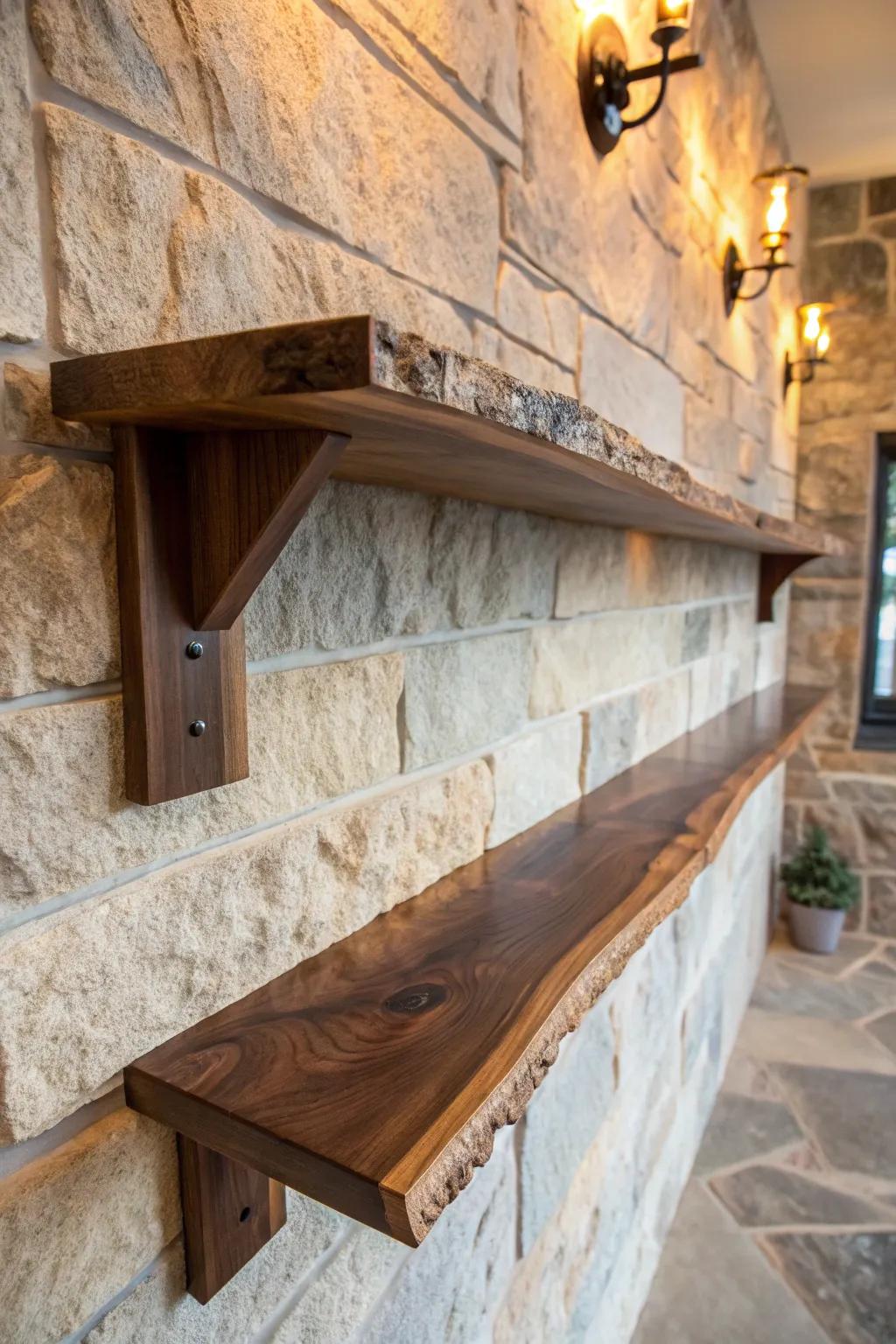 Bring the outdoors in with the raw beauty of live edge shelves.