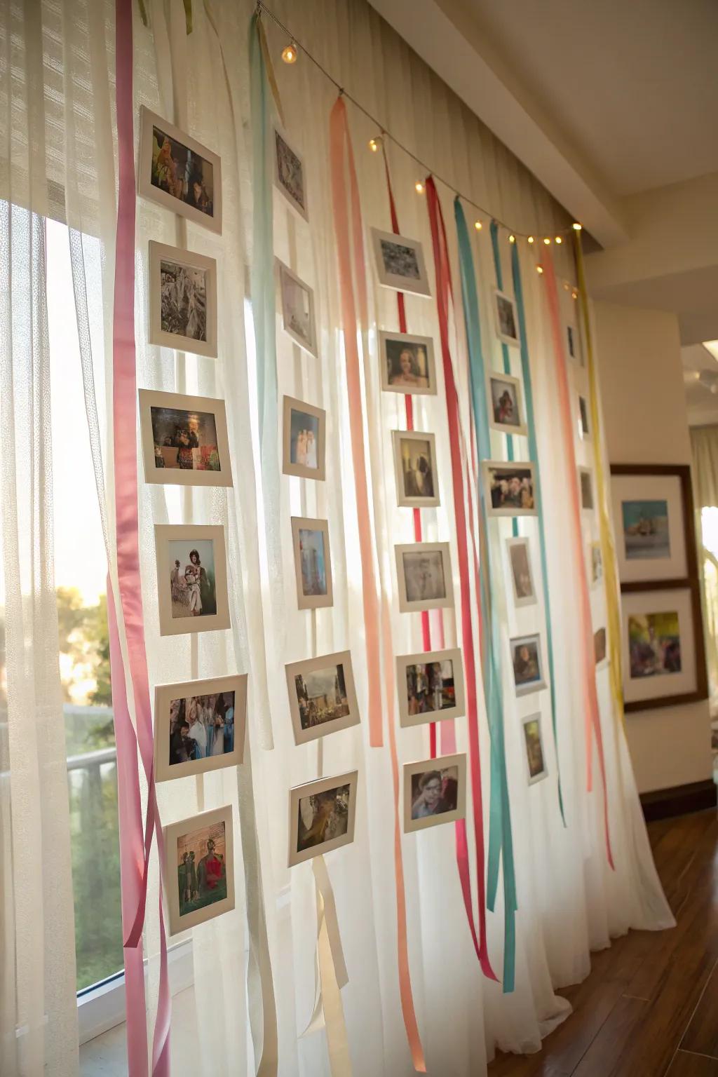 Add flow and elegance with a photo curtain display.