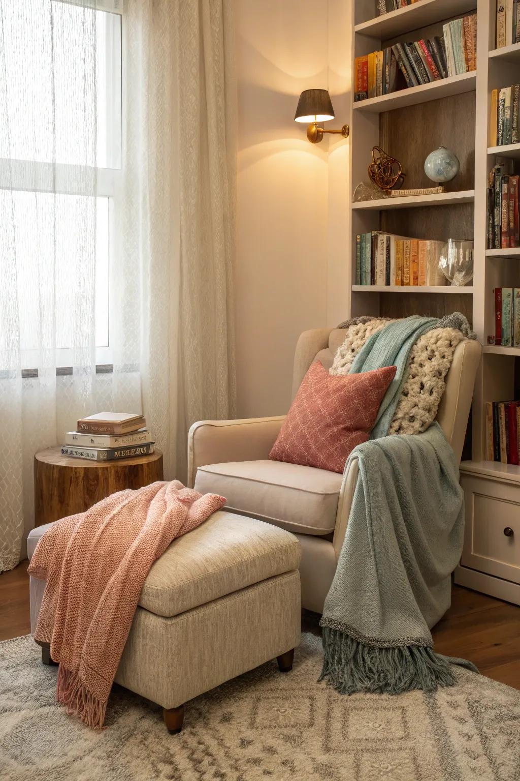 An intimate nook for relaxation and conversation.