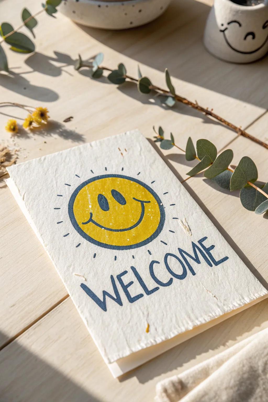 Spread joy with a simple smiley face – the perfect touch for a welcoming card!