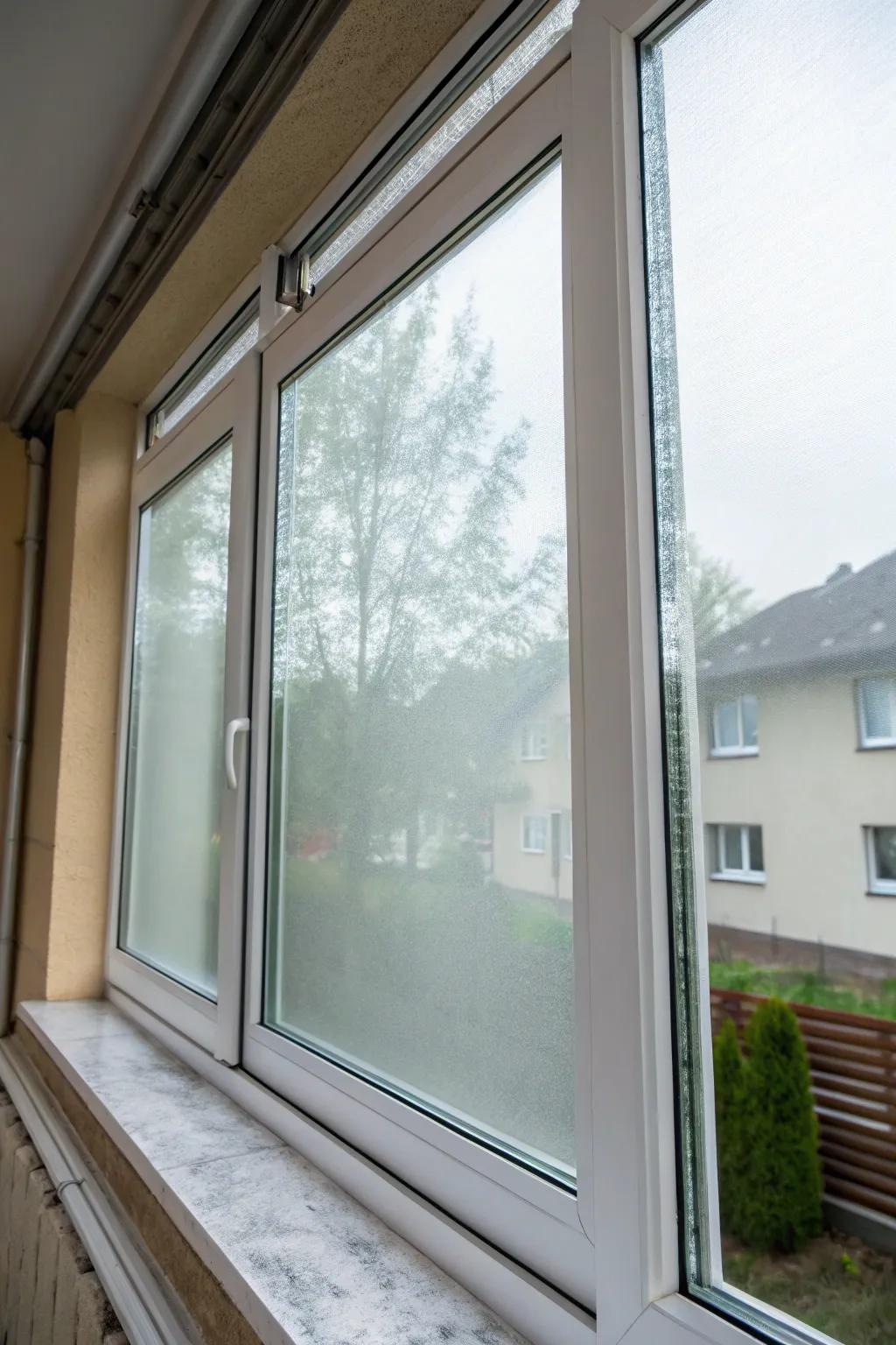 UV film on windows offers privacy with a sleek minimalist look.