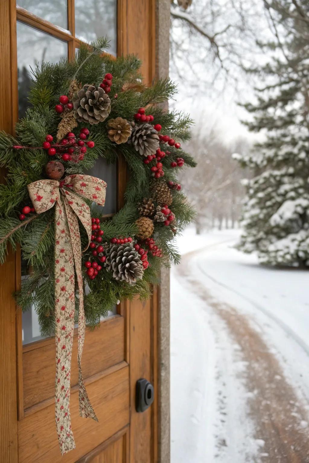 Welcome guests with a beautifully crafted winter wreath.