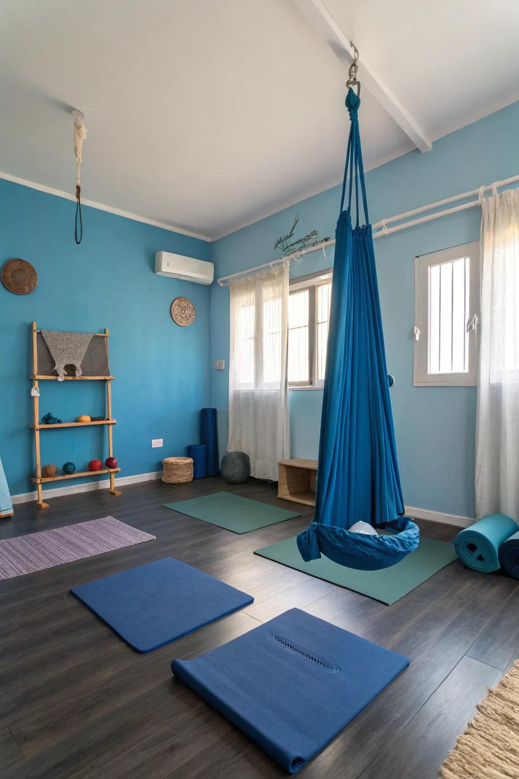 Calming colors create a peaceful environment for practice.