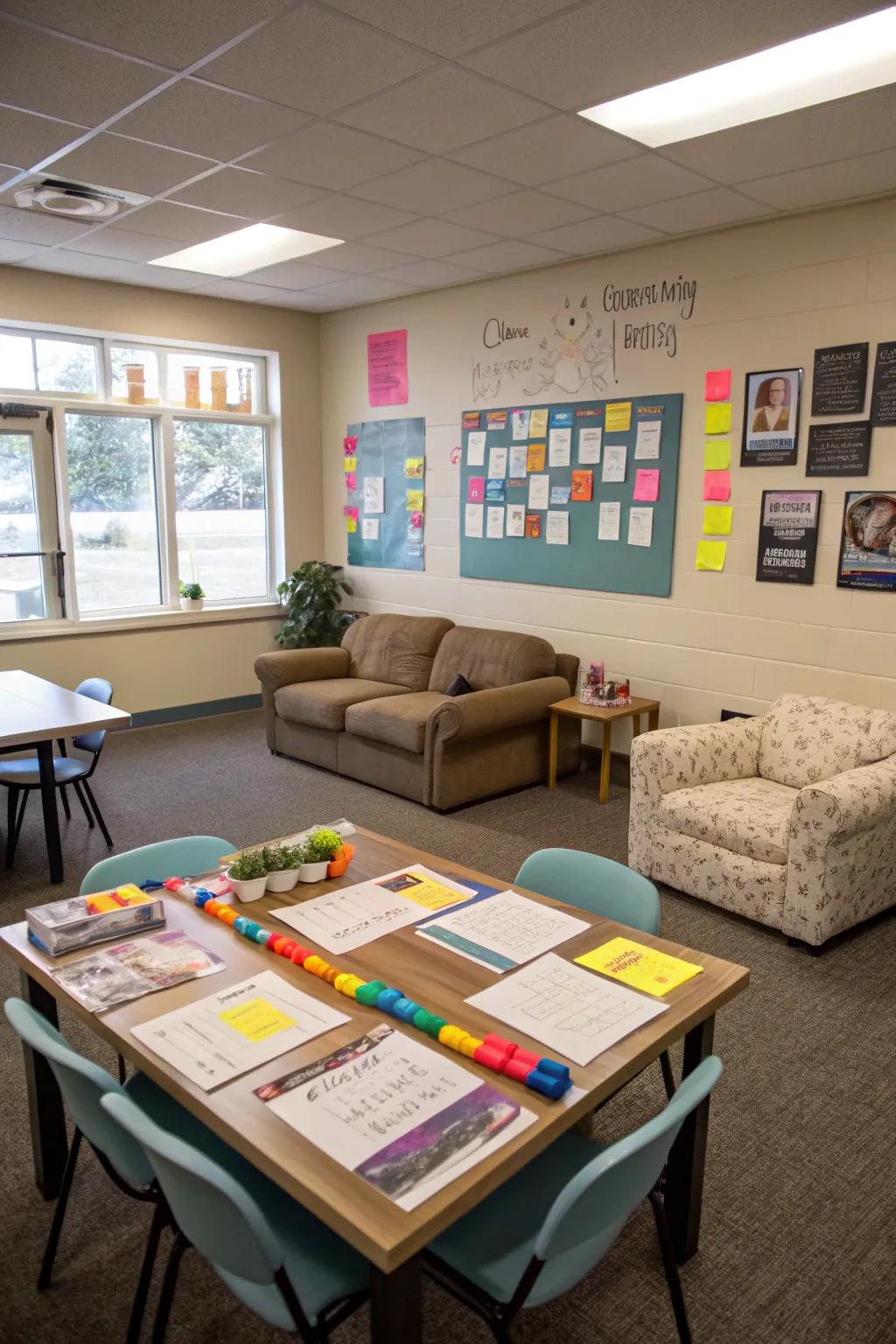 A collaborative area enhances teamwork and interaction.
