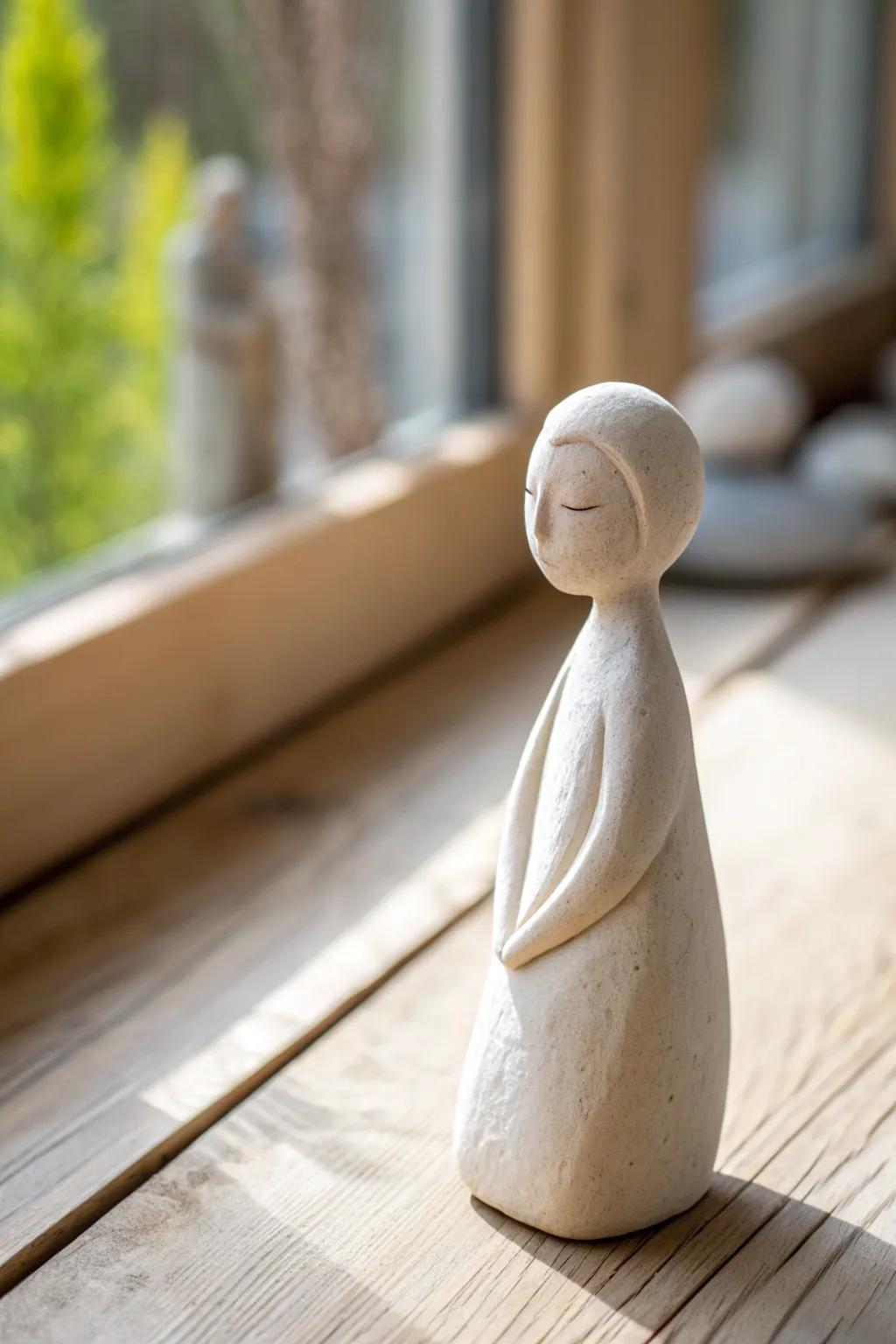 Discover the beauty of simplicity with this charming air dry clay sculpture.
