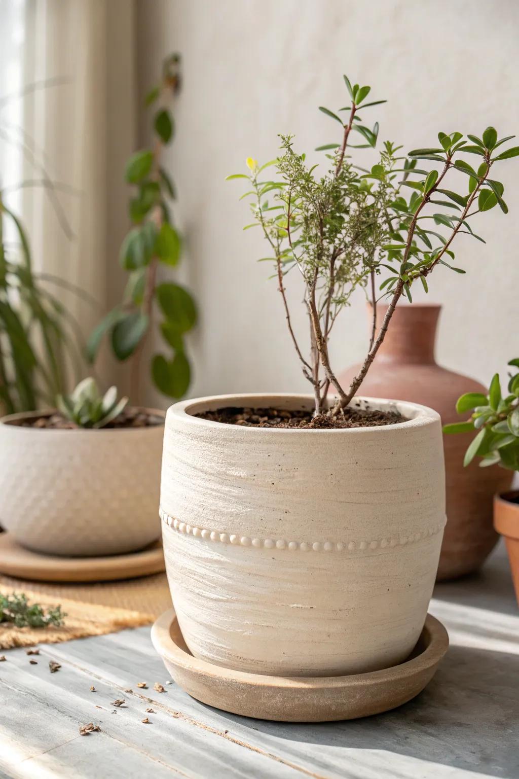 Transform your space with minimalist elegance: handcrafted eco-friendly planters that breathe new life into old containers.