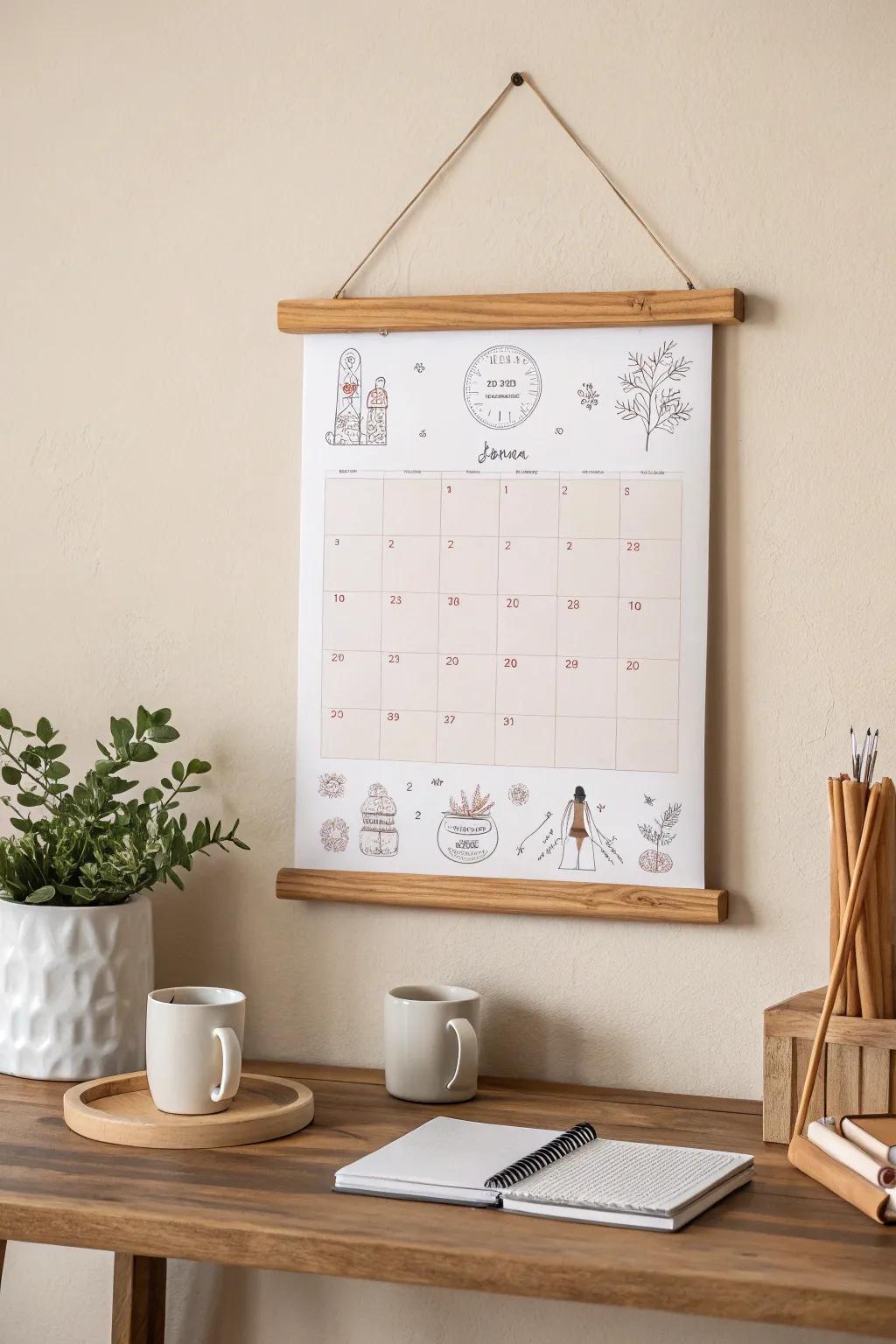 Effortlessly organize your month with a touch of artistic charm. 🎨📅