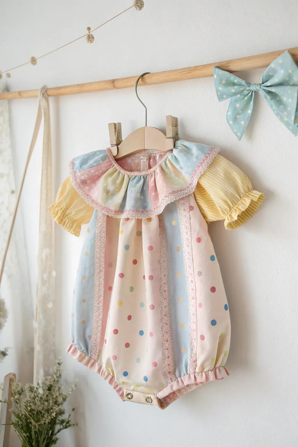 A splash of joy in pastel hues: the perfect playful clown costume for your little one!