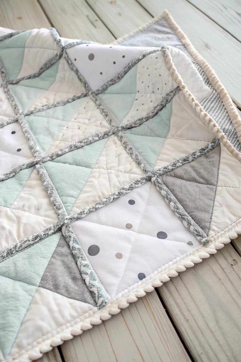 Embrace simplicity with this charming monochrome baby rag quilt, where elegance meets understated design.