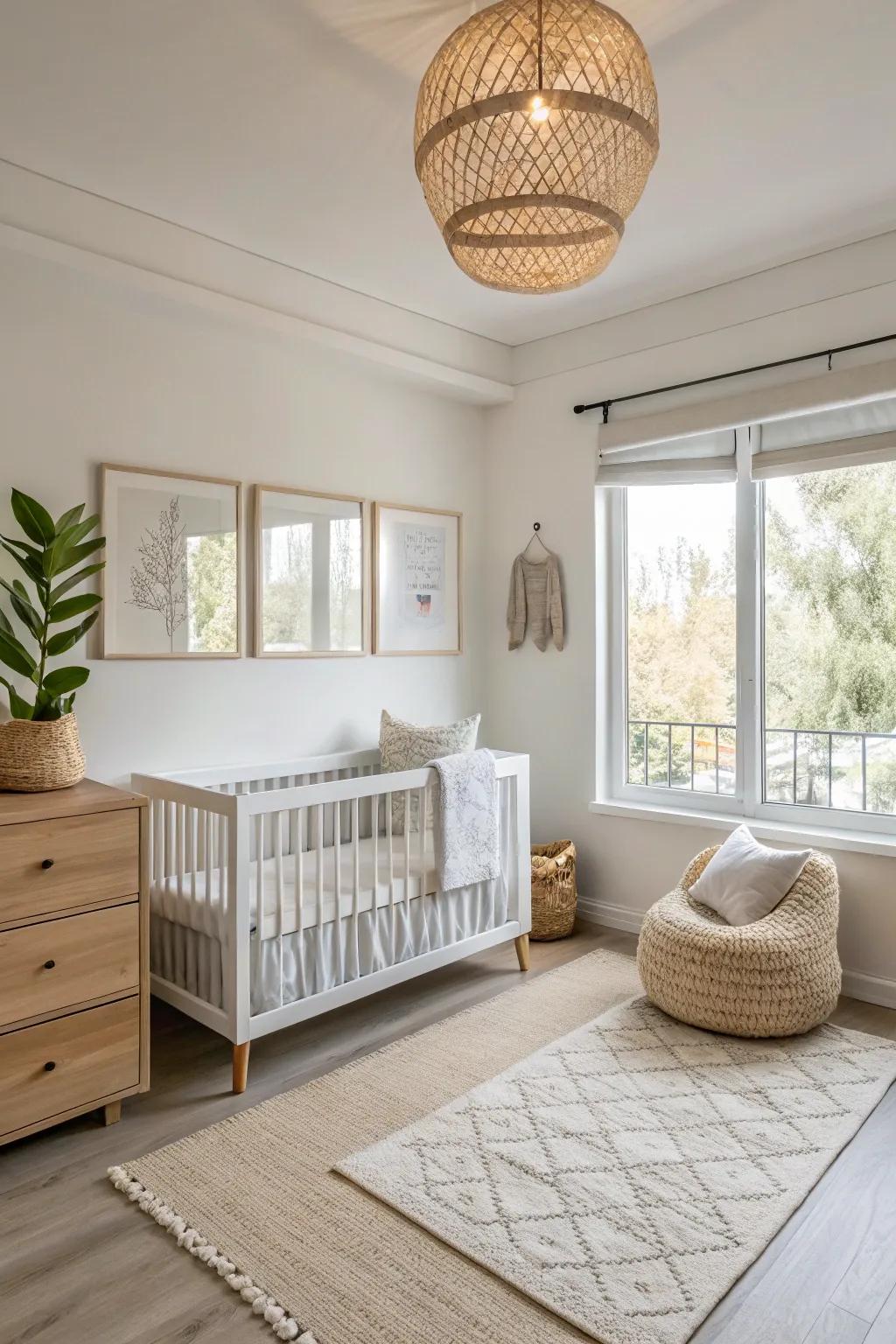 A minimalist nursery creates a peaceful and serene sanctuary.