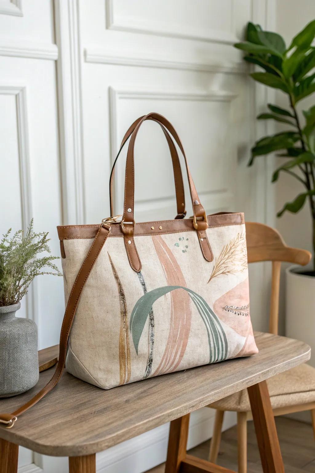 Add an artistic flair to your style with this beautifully crafted handbag, where simplicity meets creativity in every brush stroke.