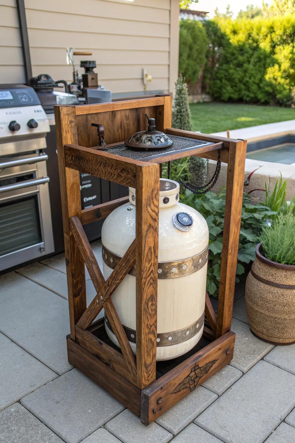 Secure your BBQ essentials with style—perfectly crafted propane tank holders for the ultimate peace of mind.