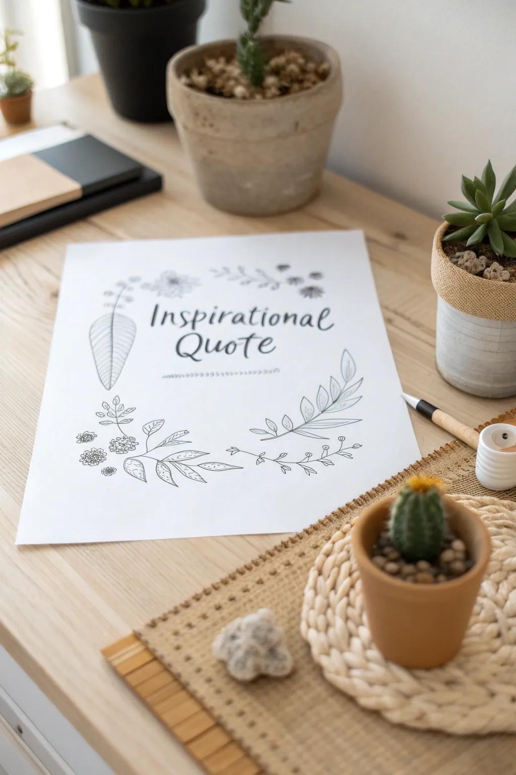 Elevate your creativity with personalized quotes and delicate sketches, the perfect blend of motivation and artistry.