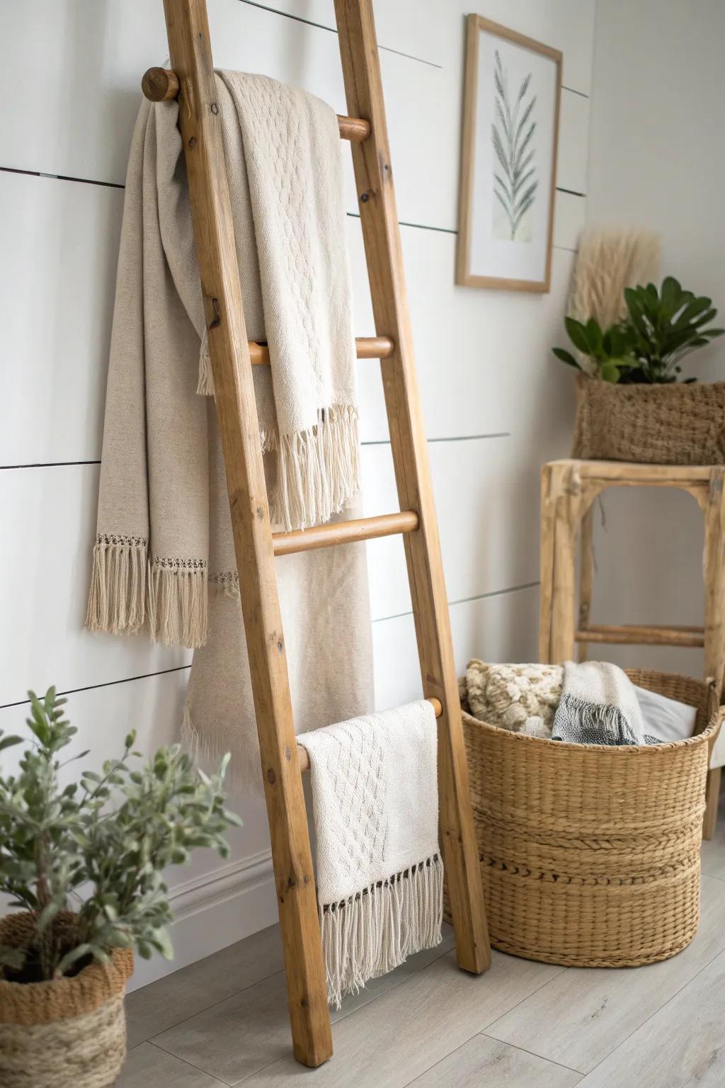 Craft your own cozy corner with a DIY blanket ladder - where simplicity meets style.