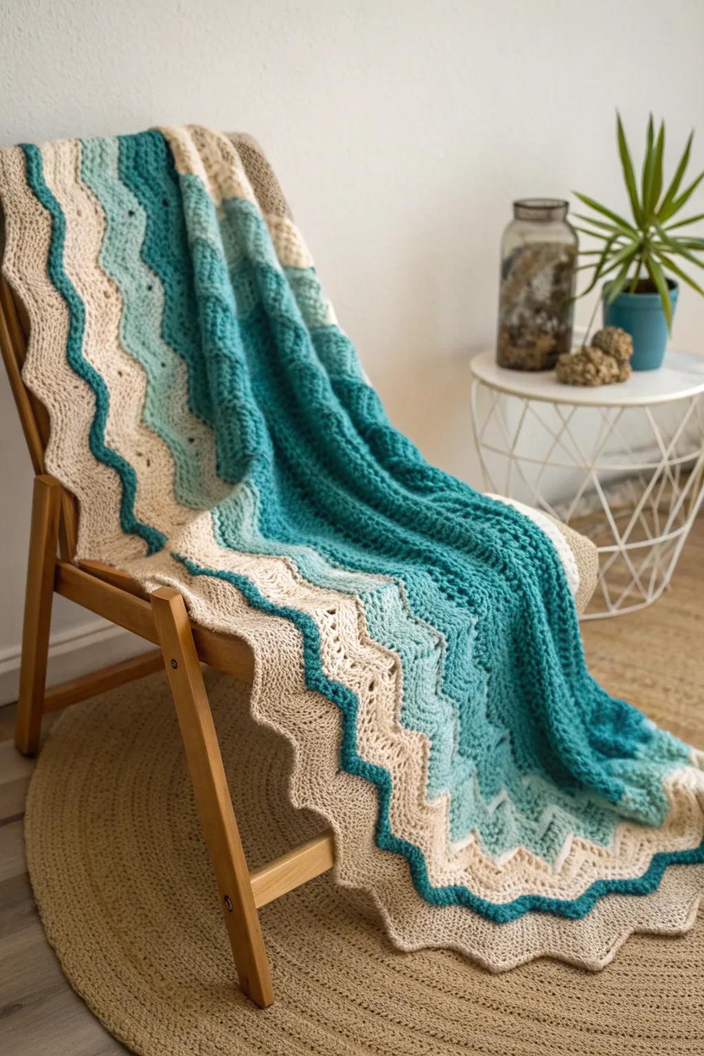 Capture the ocean's grace with this ripple effect border, perfect for adding a dynamic touch to your cozy creations.