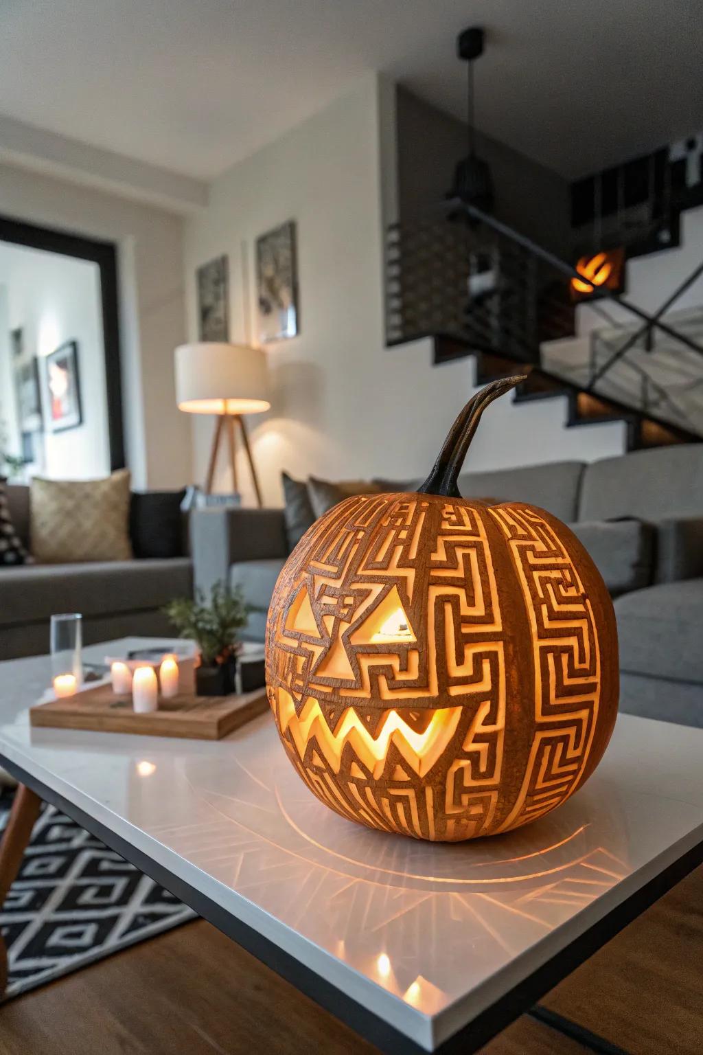 Challenge your guests with a mysterious maze pumpkin.