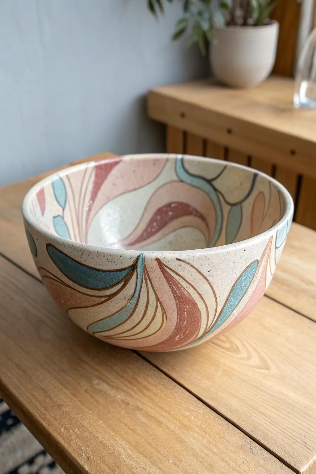 Transform your space with this exquisite abstract ceramic bowl, where art meets simplicity.