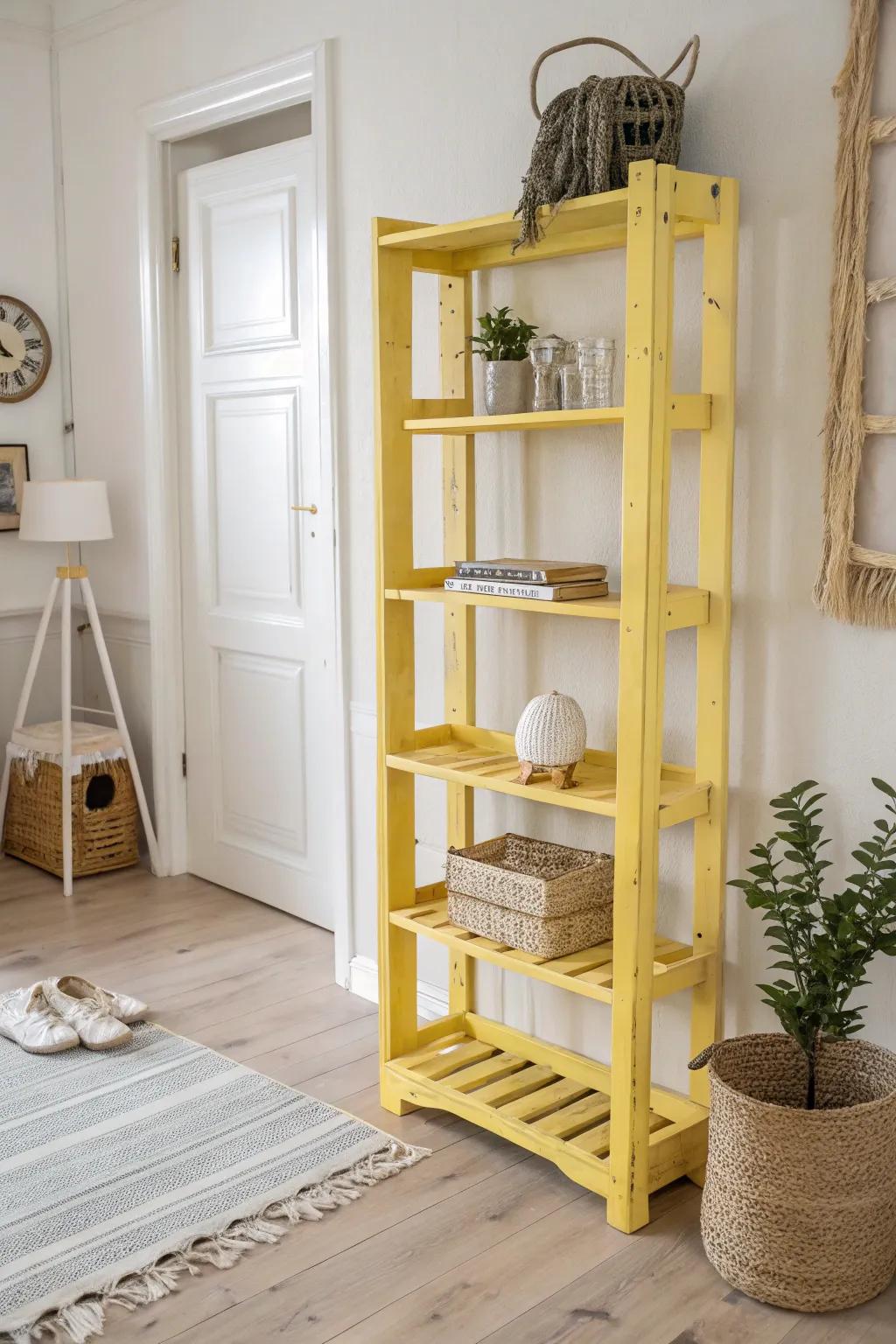 Brighten up your space with a splash of sunny yellow on a DIY palette bookshelf!