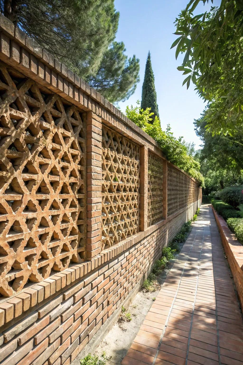 Elevate your backyard with the timeless elegance of a brick lattice wall.