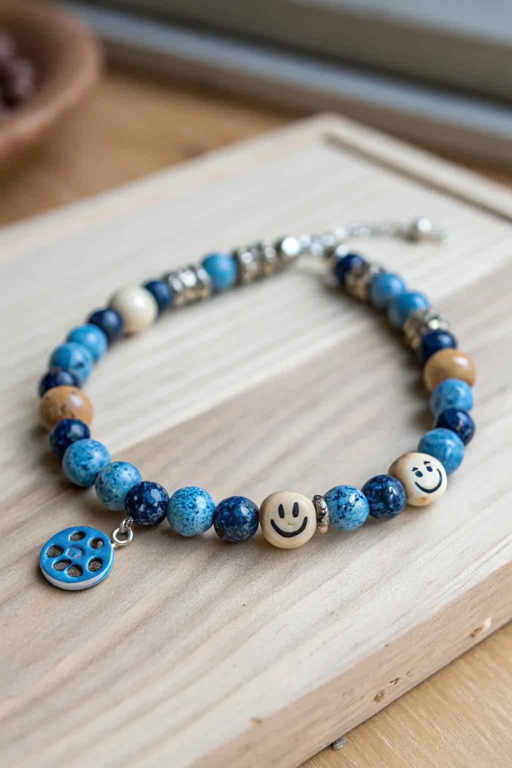 Embrace playful elegance with this handcrafted blue clay bead bracelet, perfect for adding a touch of joy to any outfit.