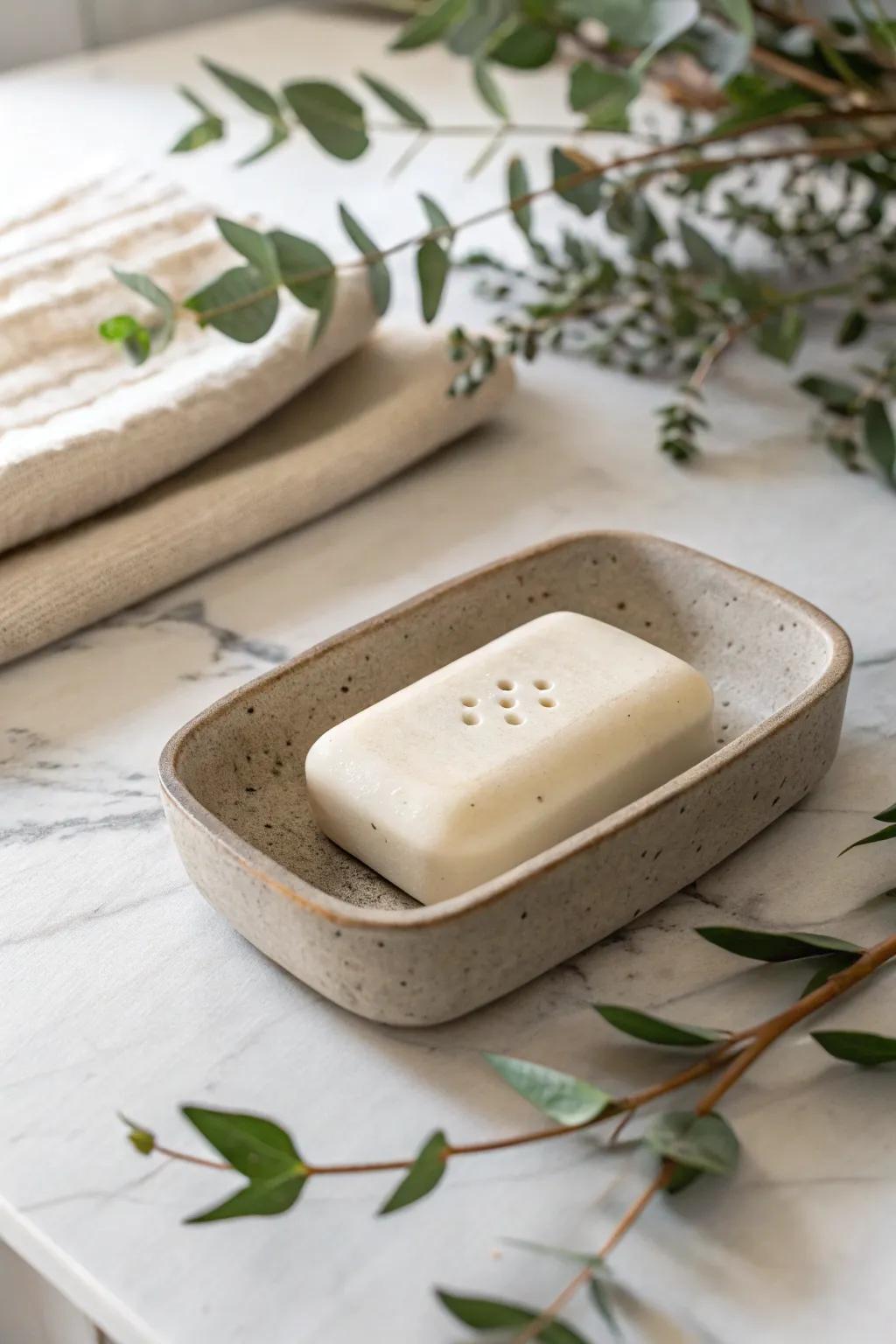 Elevate your bathroom decor with a beautifully crafted clay soap dish, where simplicity meets elegance.