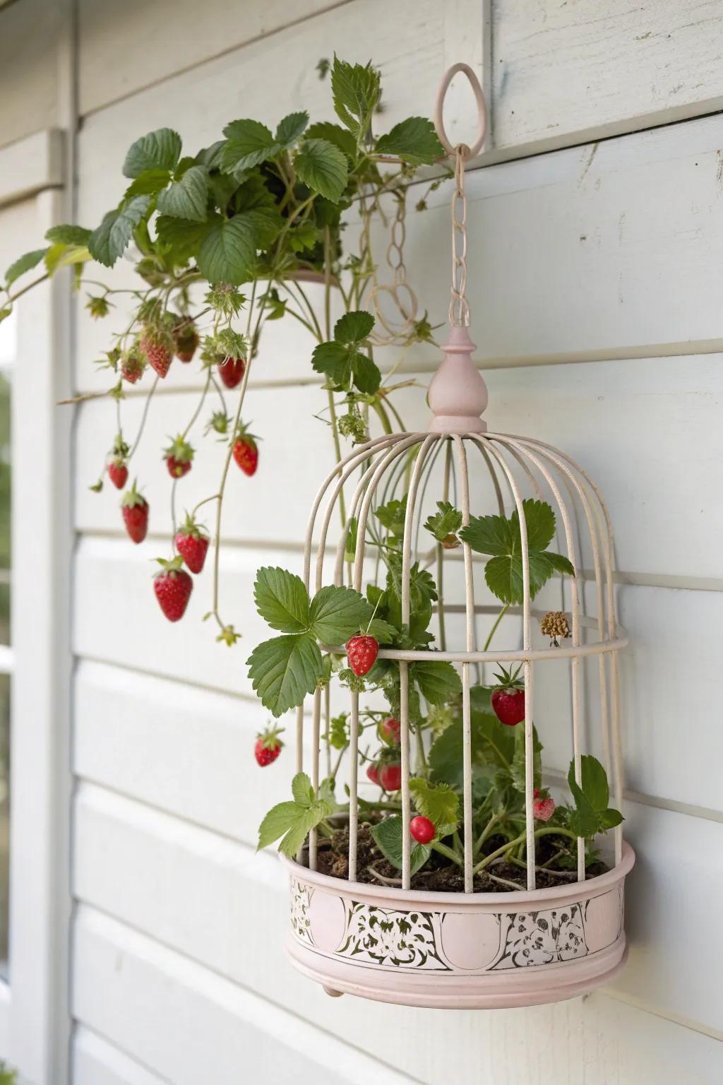 Elevate your garden game with a charming birdcage strawberry planter—where elegance meets functionality!