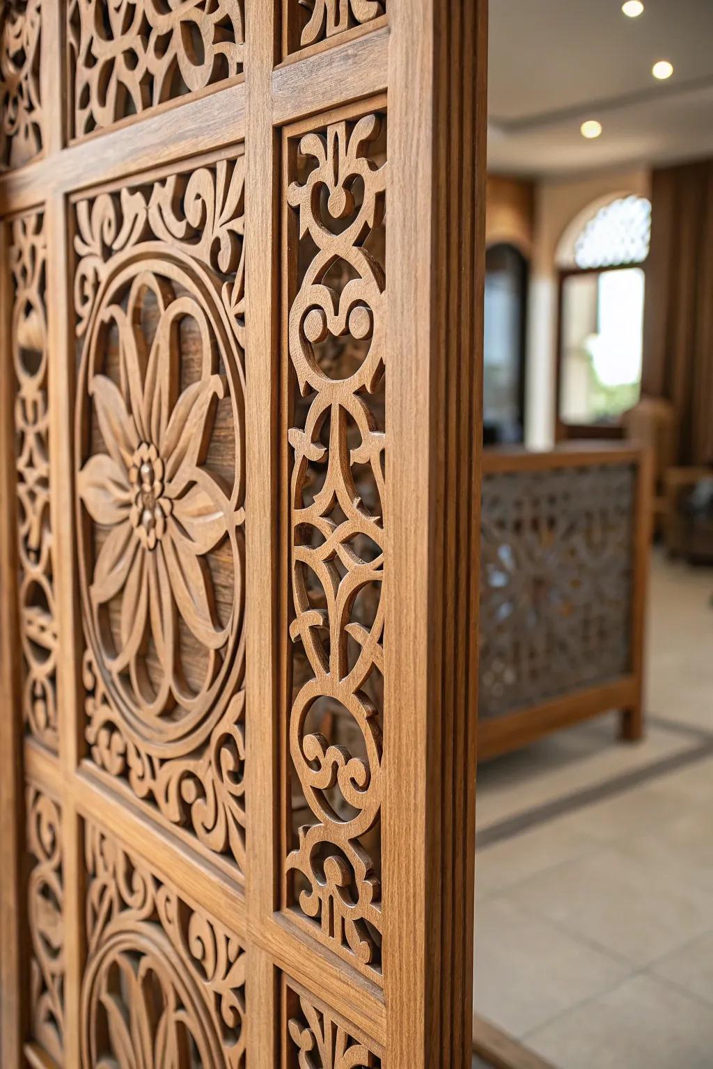 Elevate your space with the artistry of precision-cut room dividers.