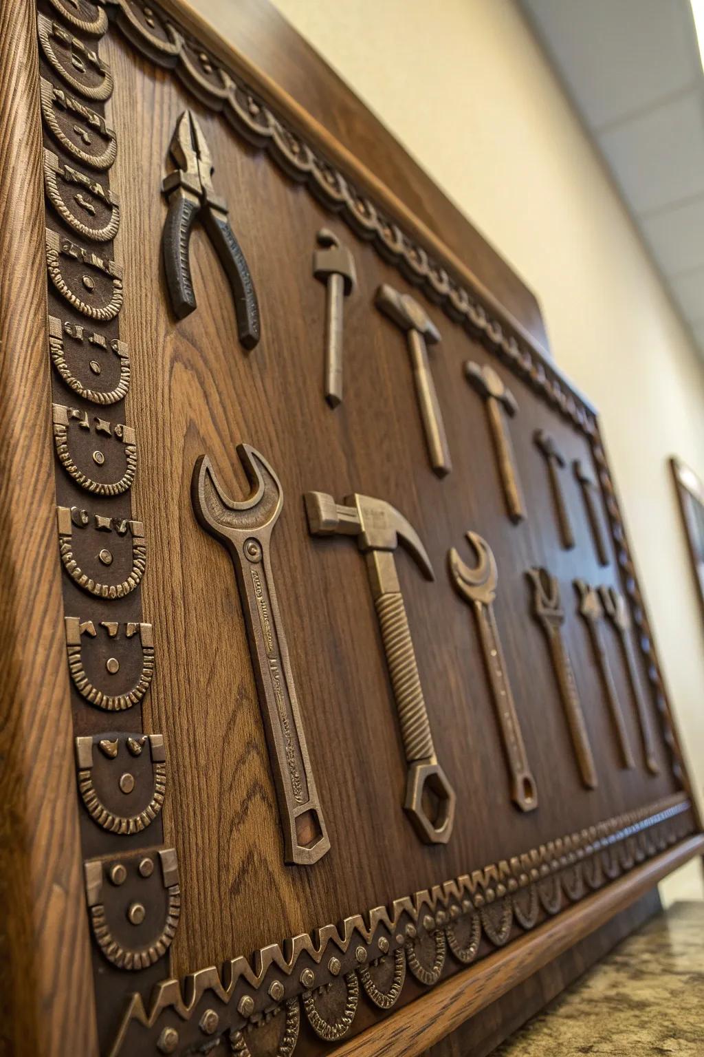 Craftsmanship at its finest: Transform your bulletin board with tool-inspired elegance.