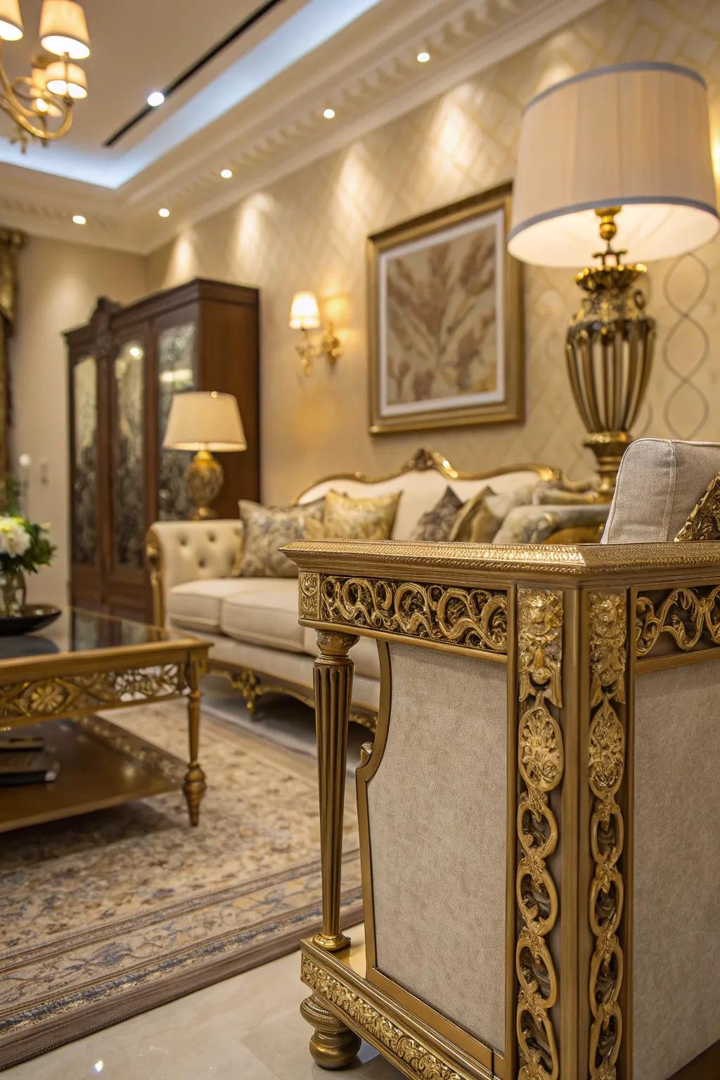 Metallic accents add a touch of glamour.