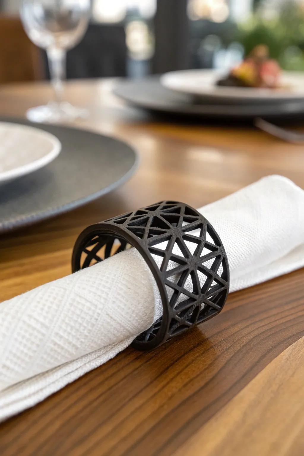 Elevate your dining experience with handcrafted modern elegance: 3D-printed napkin rings.
