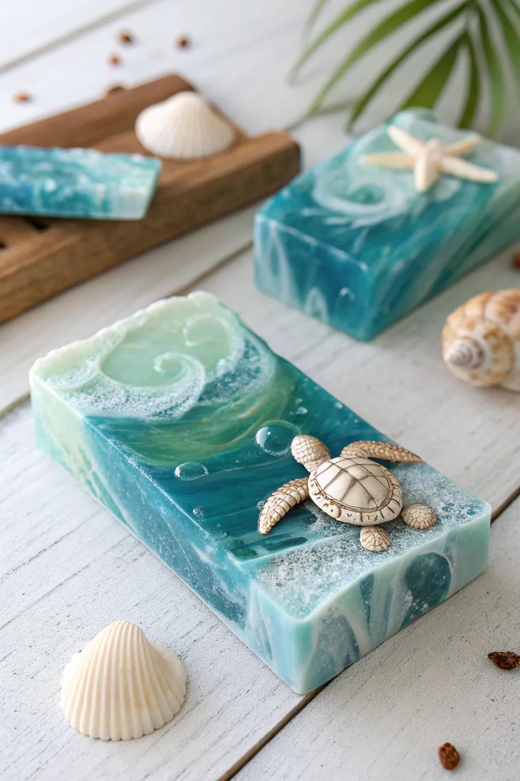 Bring a touch of the ocean into your bathroom with this enchanting coral reef soap.