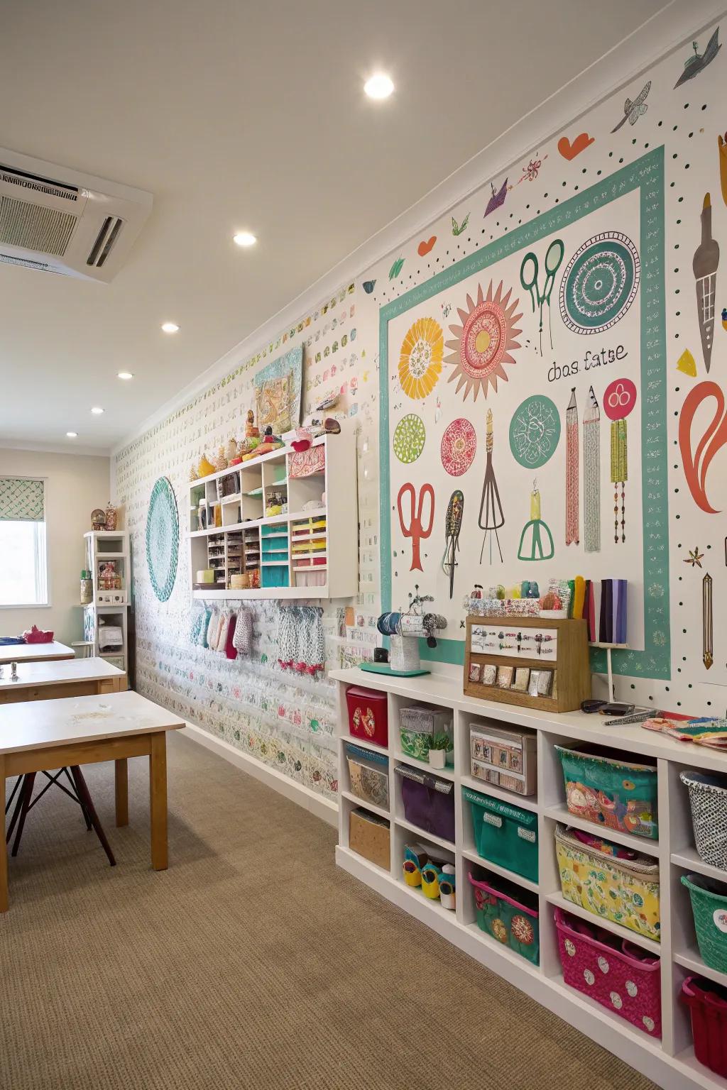 A custom mural transforms the wall into a piece of art.
