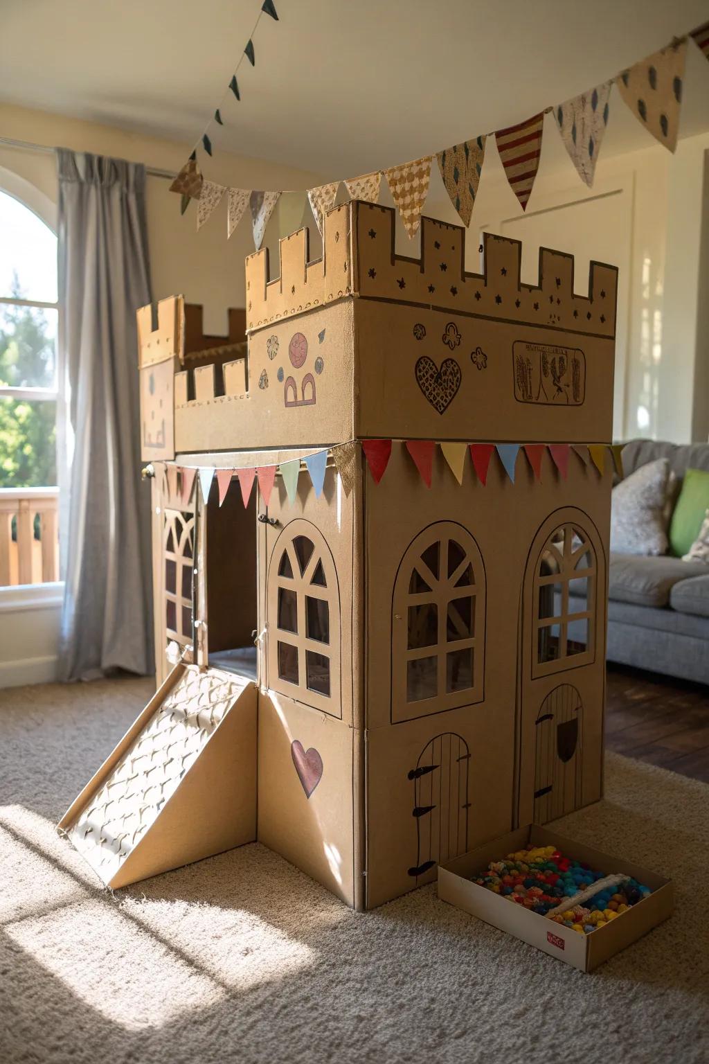 Unleash creativity with this handcrafted cardboard fort—where imagination meets craftsmanship.