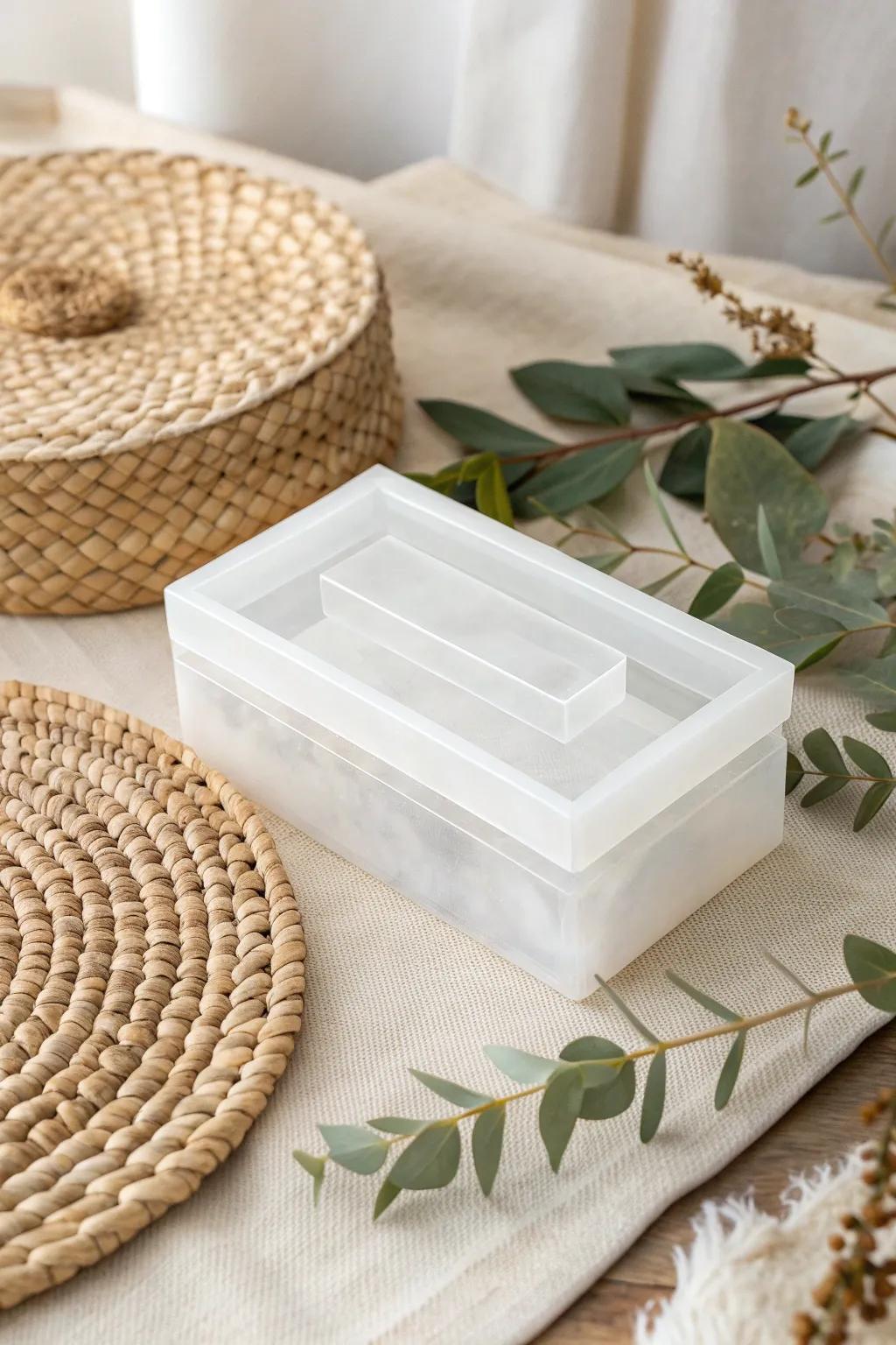 Discover modern elegance with translucent layers—where simplicity meets sophistication.