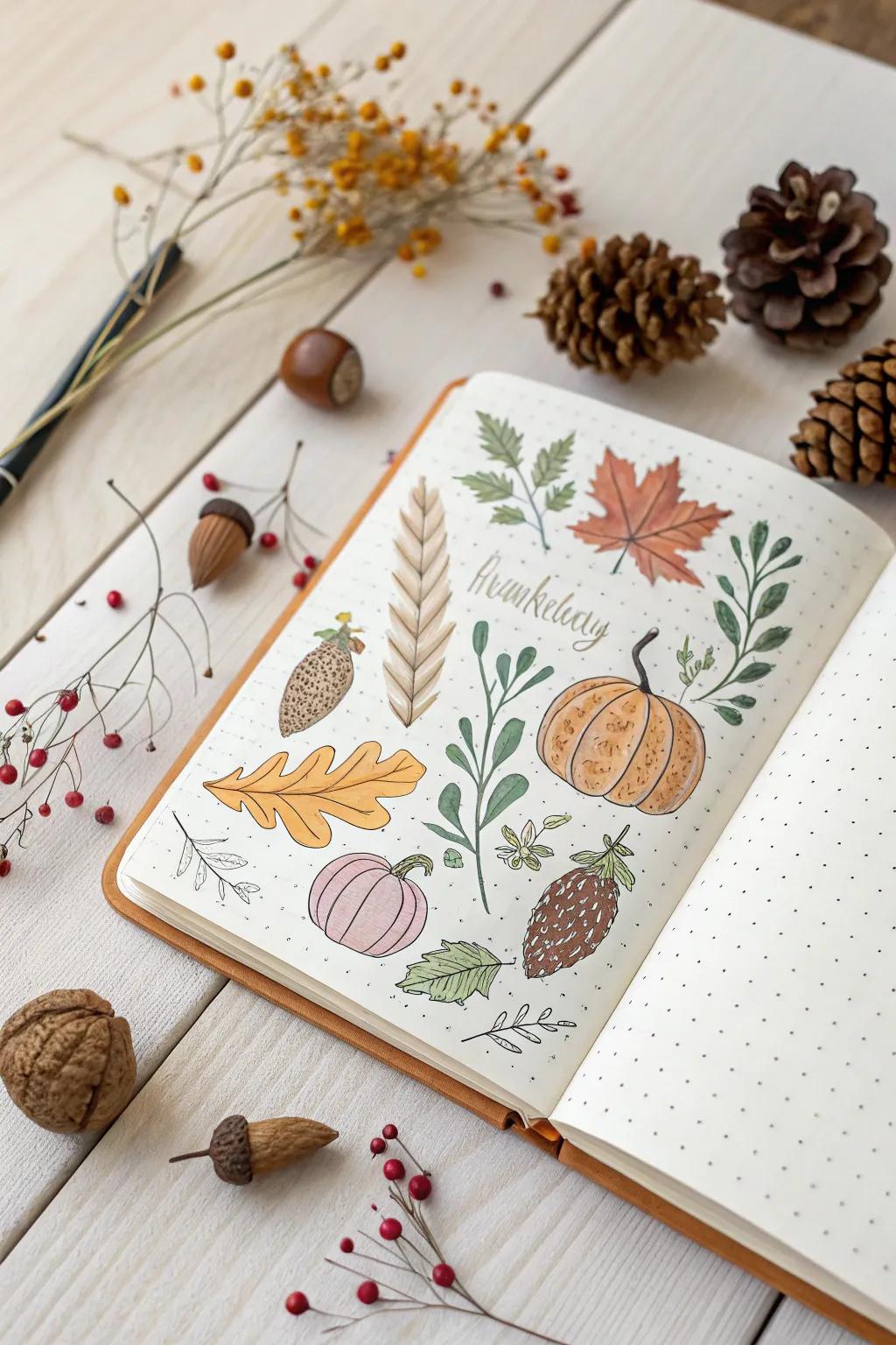 Capture the essence of the season with themed journal pages that blend minimalism with a touch of boho charm.