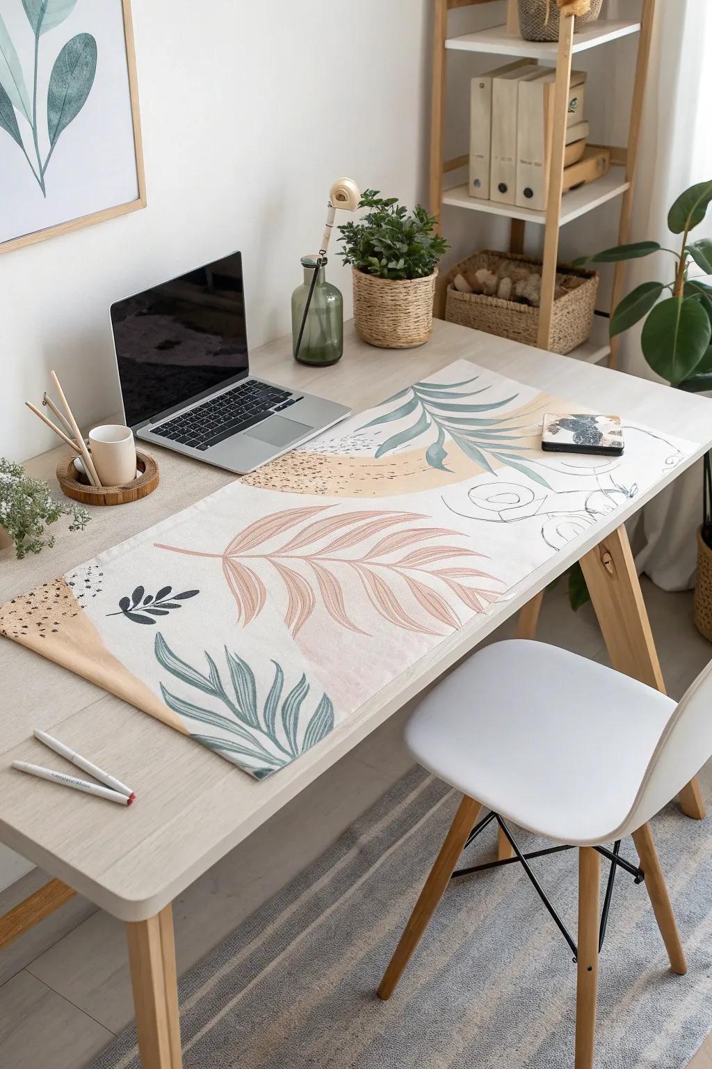 Transform your workspace into a serene masterpiece with a personalized painted desk cover.