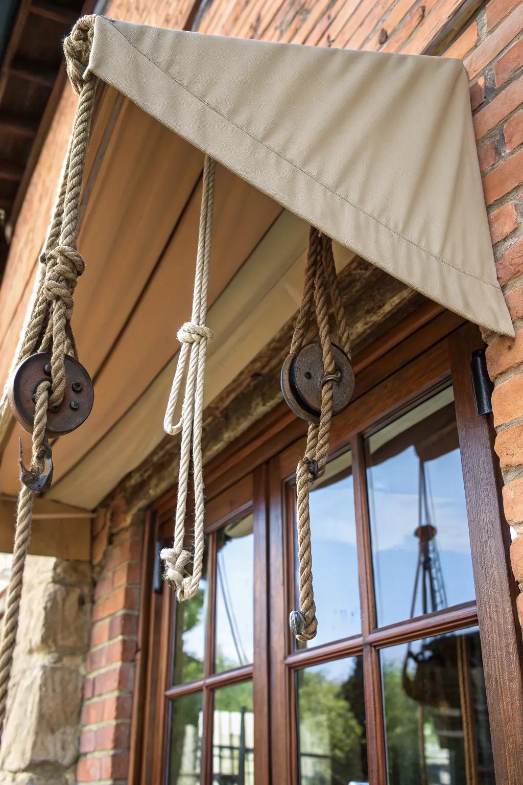 Elevate your style with a vintage-inspired rope and pulley awning—where form meets function.