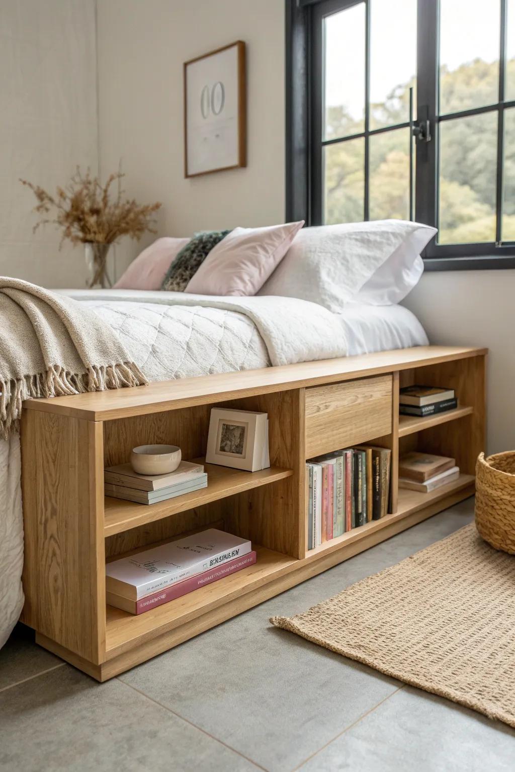 Effortlessly stylish under-bed storage: the perfect blend of form and function for your cozy reading nook.