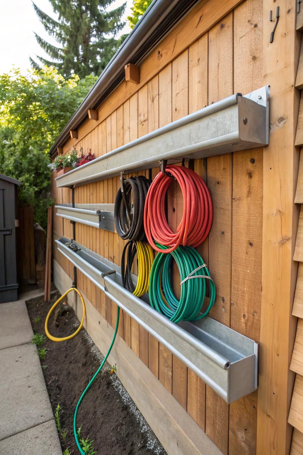 Ingenious Storage: Transform Rain Gutters into Stylish Gear Racks