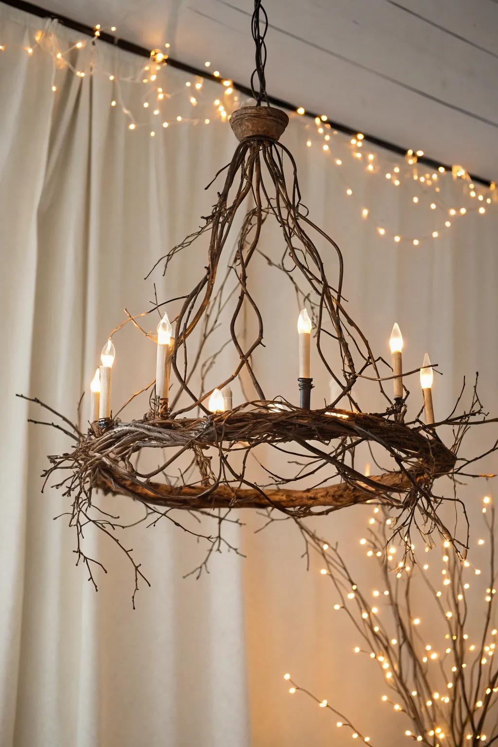 Embrace the magic with a whimsical fairy light chandelier, perfect for a cozy retreat.