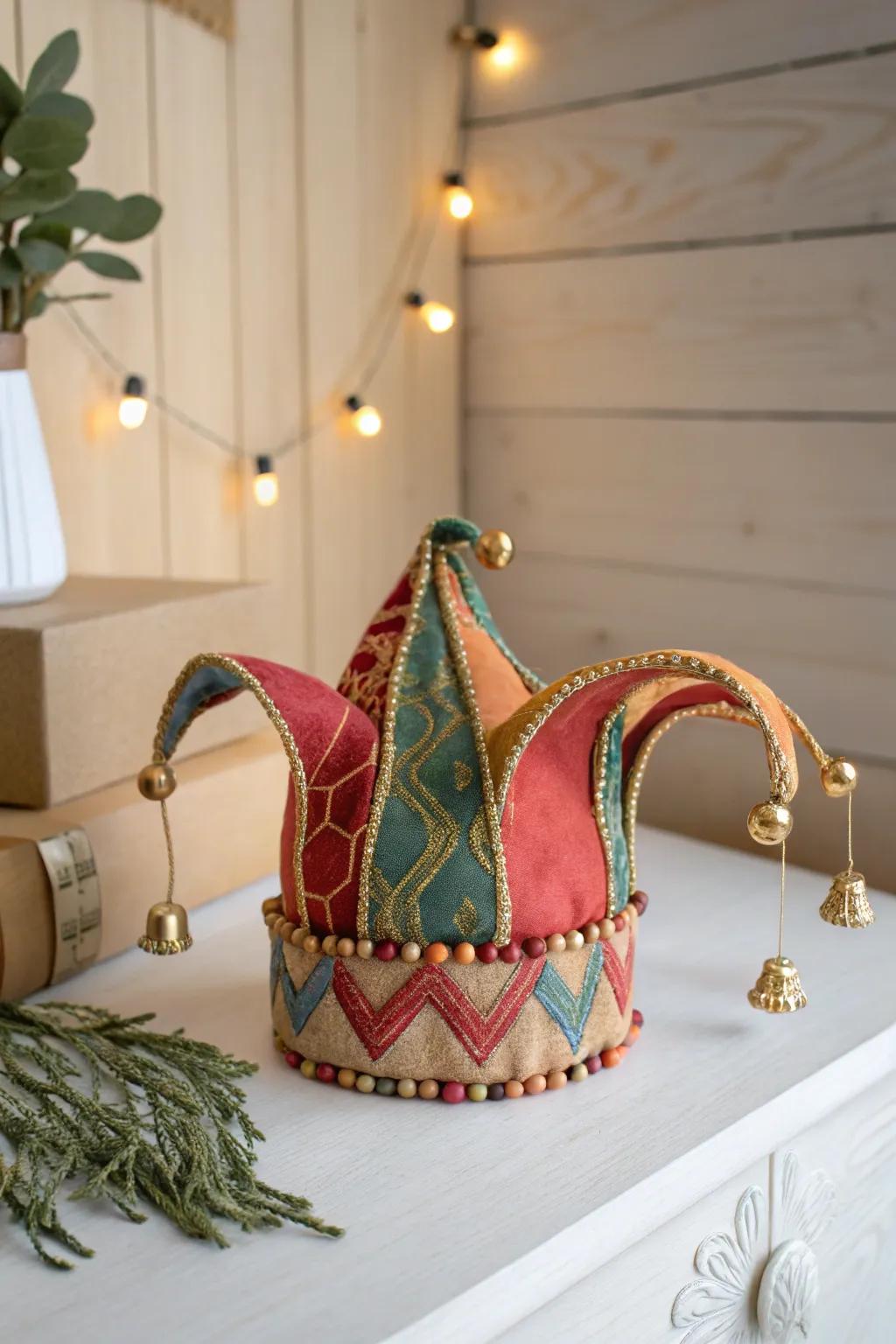 Add a touch of whimsy to your festivities with this handcrafted jester hat, perfect for spreading joy and laughter!