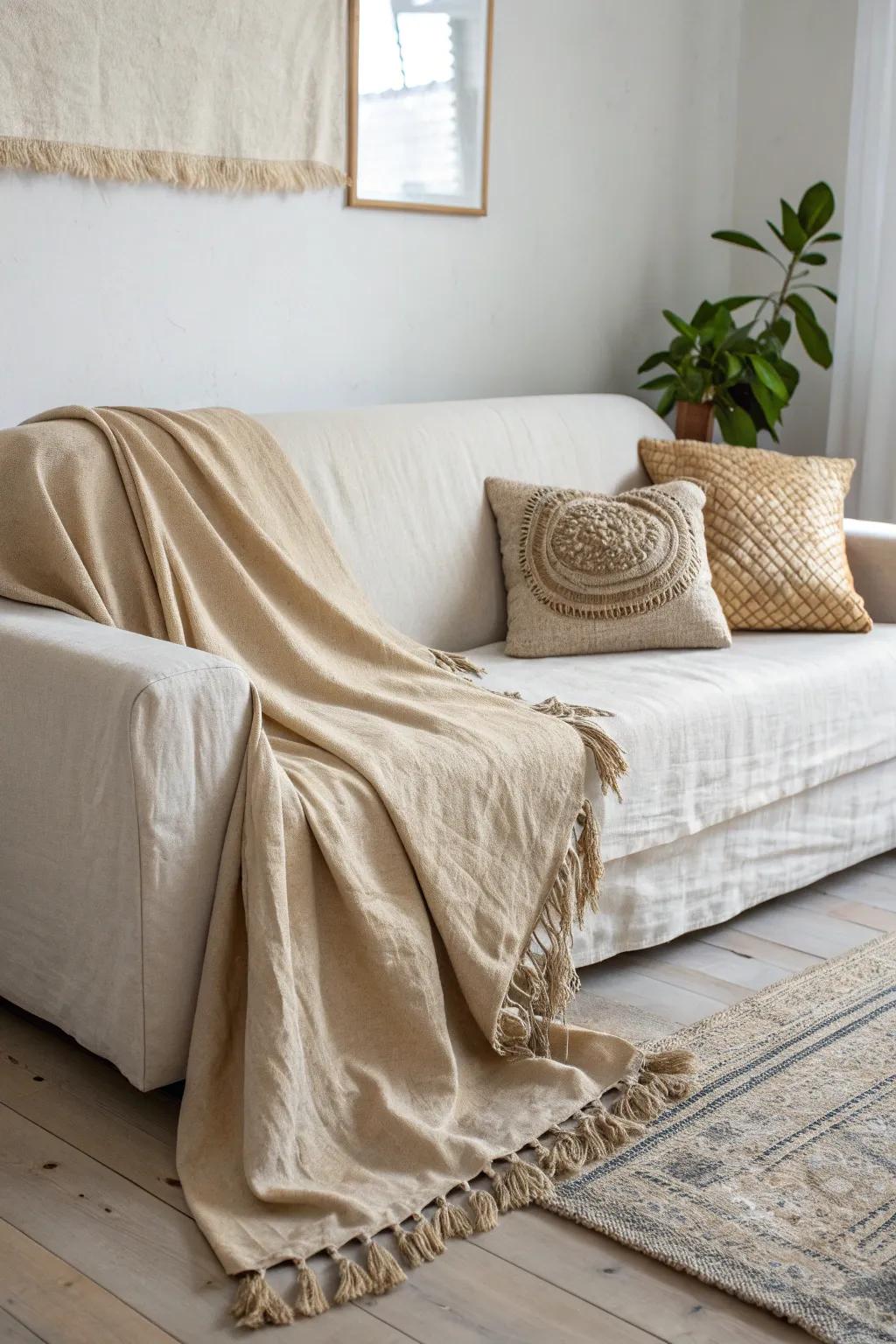 Transform your space with eco-friendly elegance: a sustainable couch cover that combines style and responsibility.