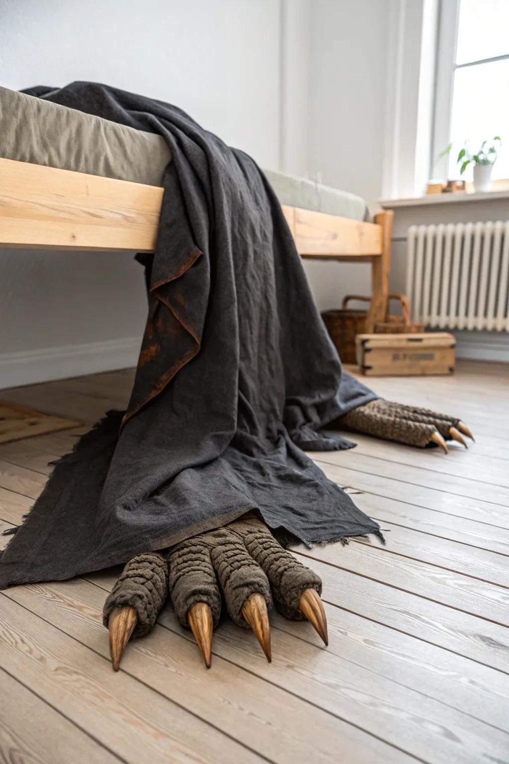 Unleash your creativity this Halloween with a chic Scandinavian-inspired monster under the bed costume. #DIYHalloween #ScandiBoho