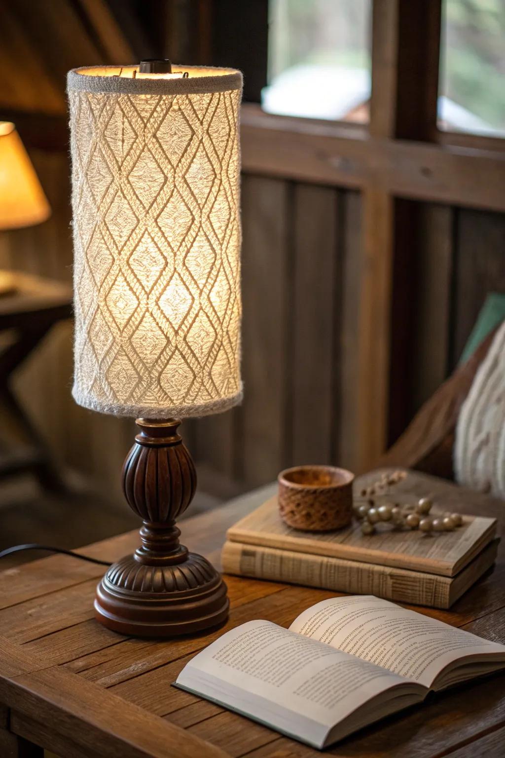 Illuminate your space with the warm glow of a fabric-wrapped LED lamp, where craftsmanship meets comfort.
