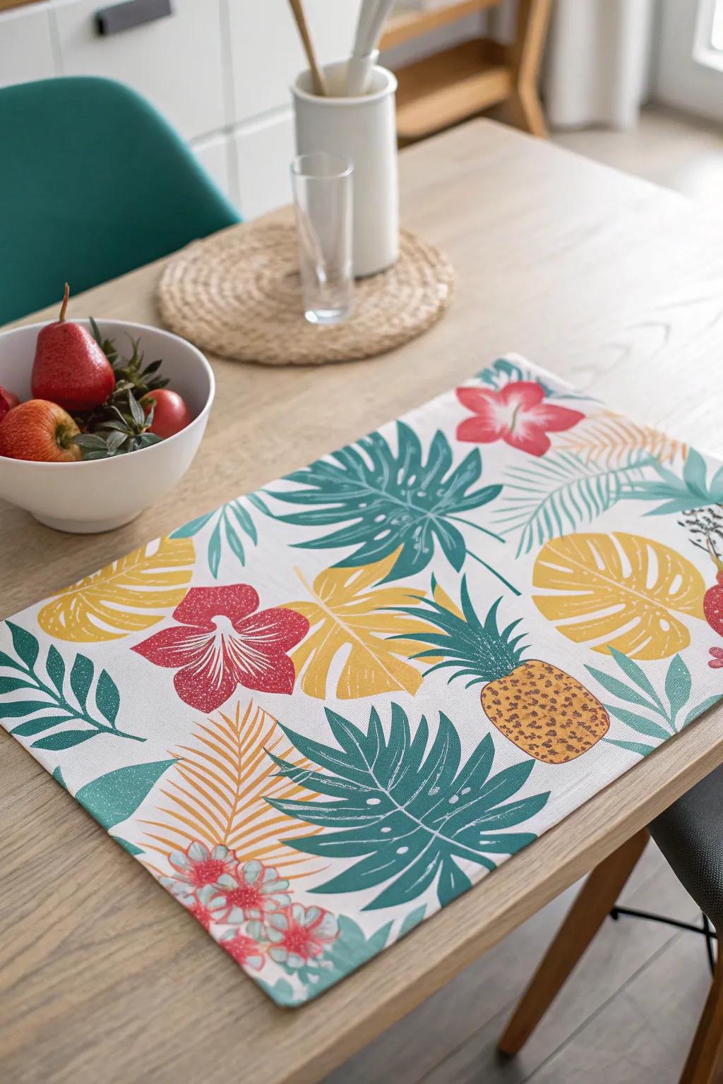 Transform your dining table into a tropical paradise with these vibrant DIY paper placemats!