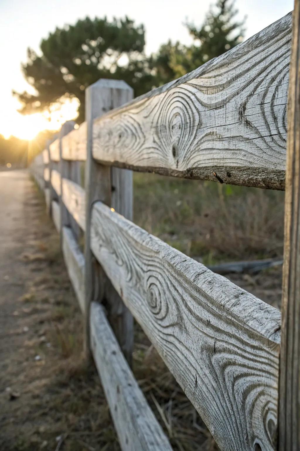 Embrace timeless elegance with a weathered wood fence that tells its own story.