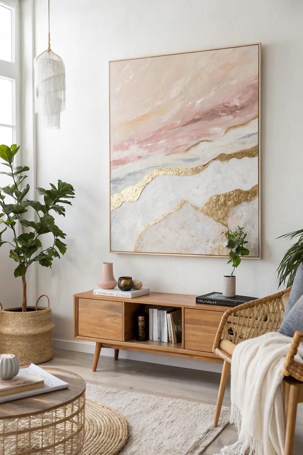 Elevate your space with DIY abstract art that speaks to your soul. 🌿🎨 #MinimalistArt #ScandiBoho