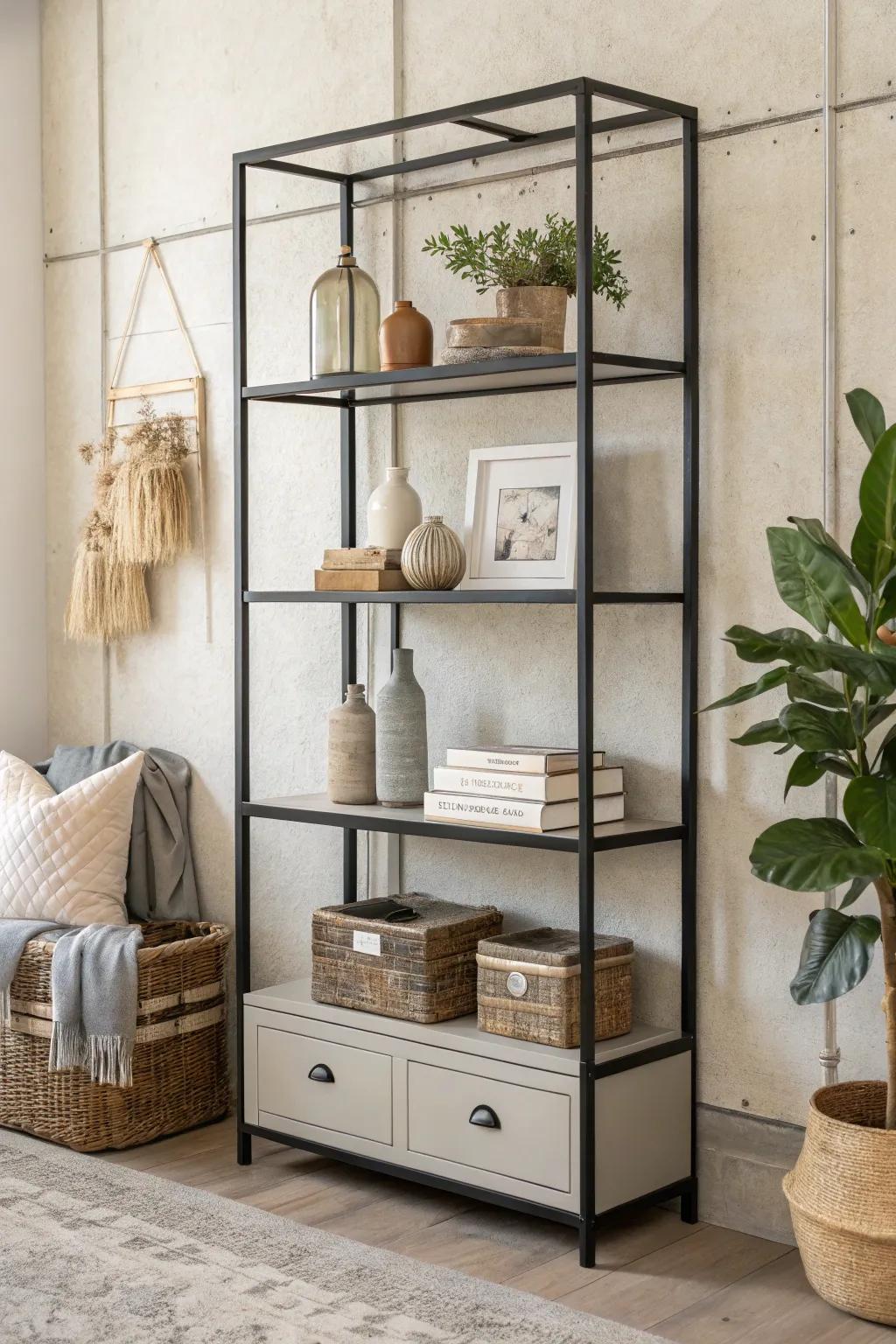 Elevate your space with the perfect blend of style and function. Discover the beauty of minimalist metal shelving.