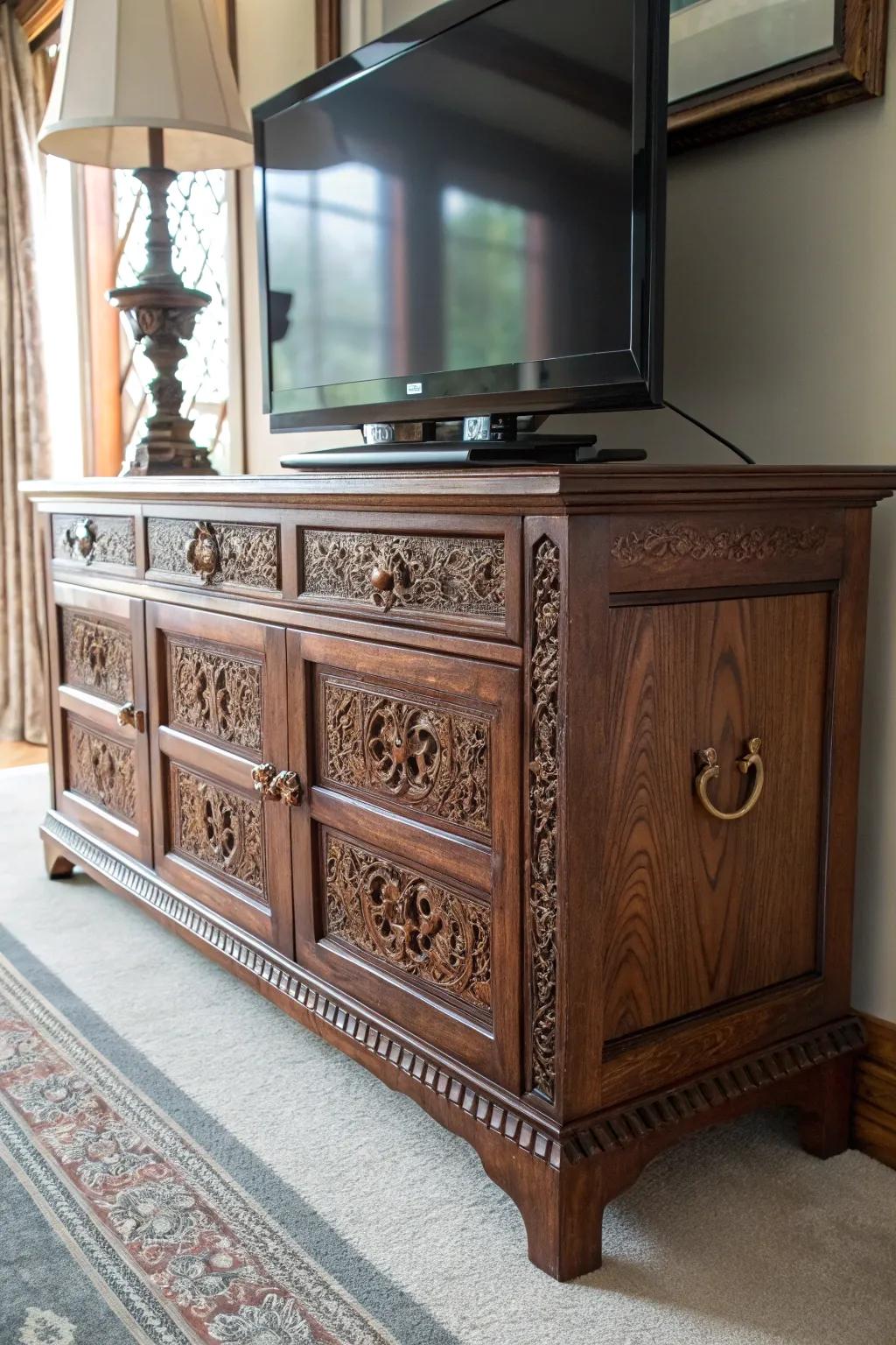 Transform history into style with this vintage revival TV stand.