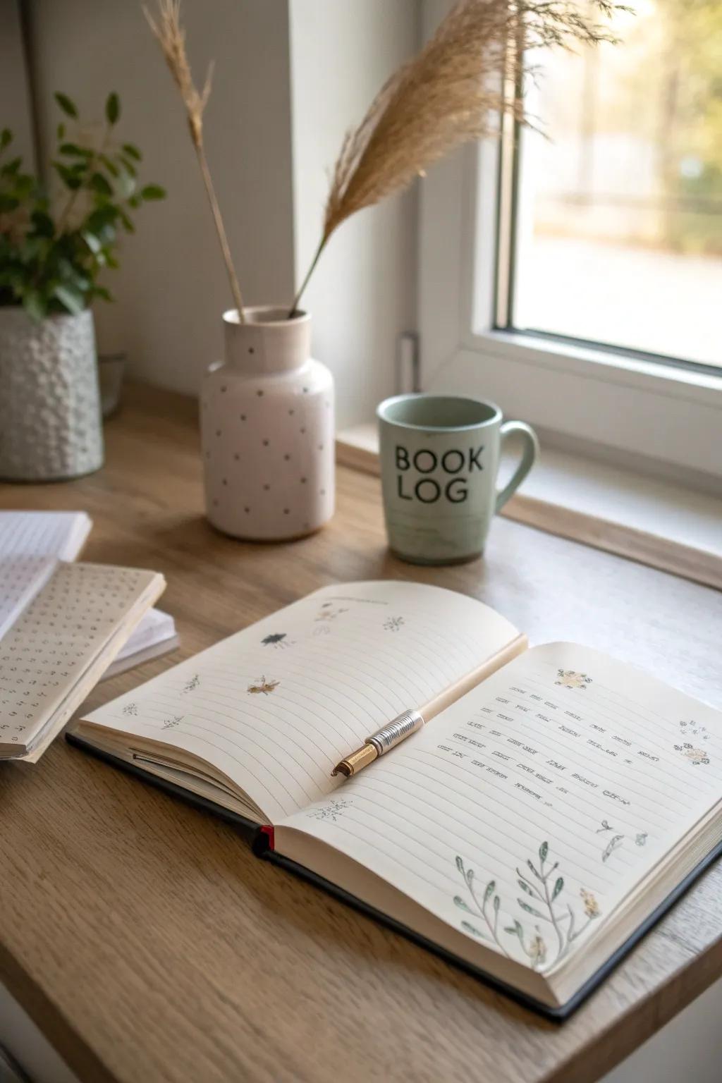 Capture your reading adventures in style with a minimalist book log.